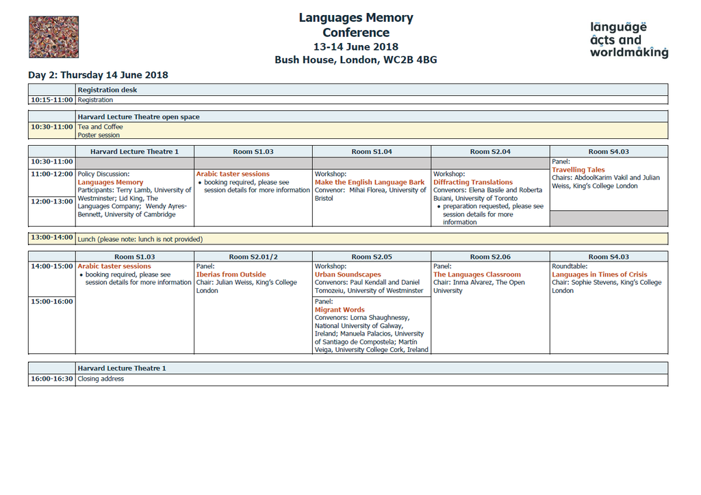 Languages memory programme page 2
